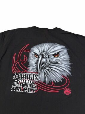 Sturgis 70th Anniversary Black Hills Rally Eagle Biker Shirt Mens XL Black 2010